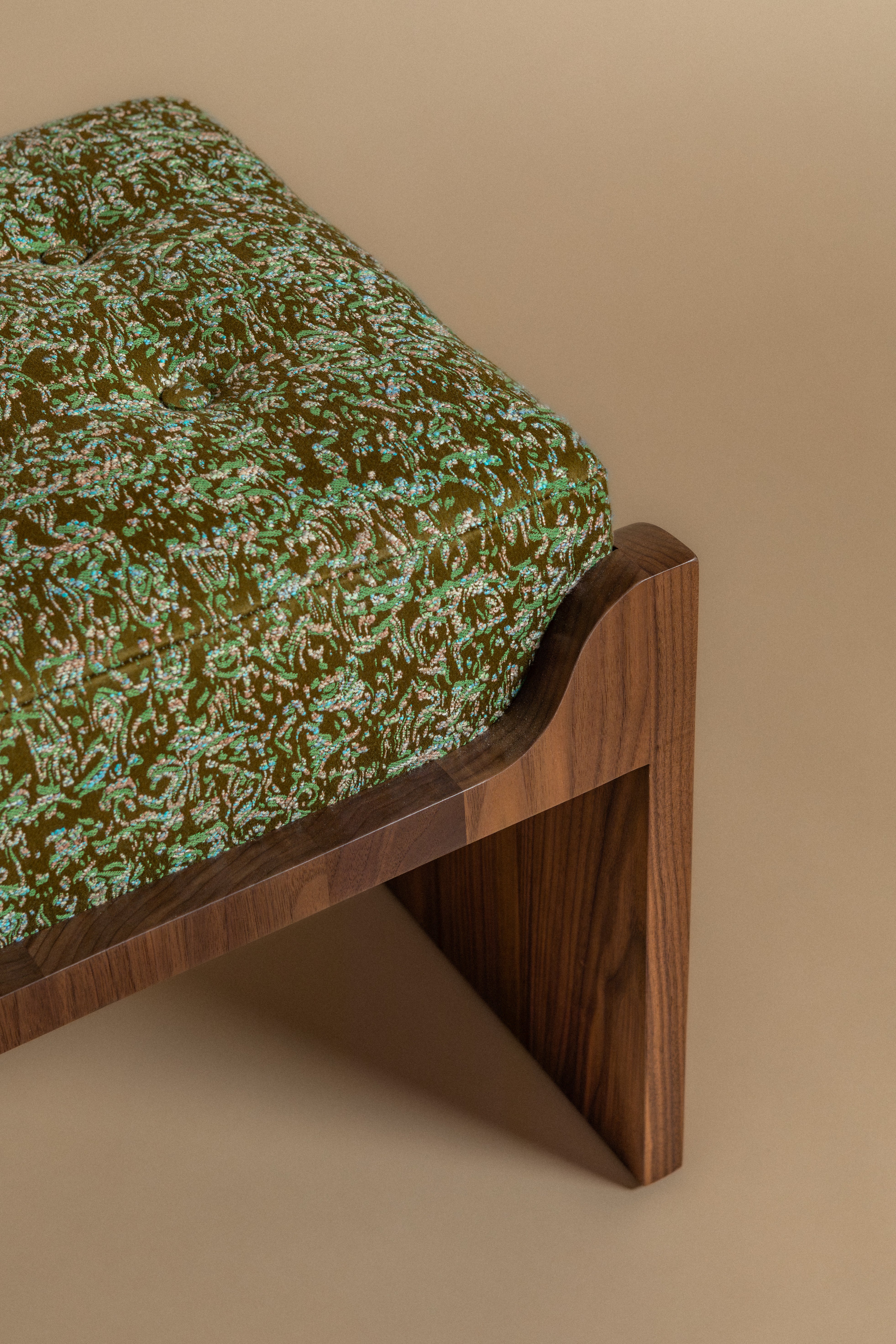 Sovra Ottoman in Olive Jacquard and Walnut