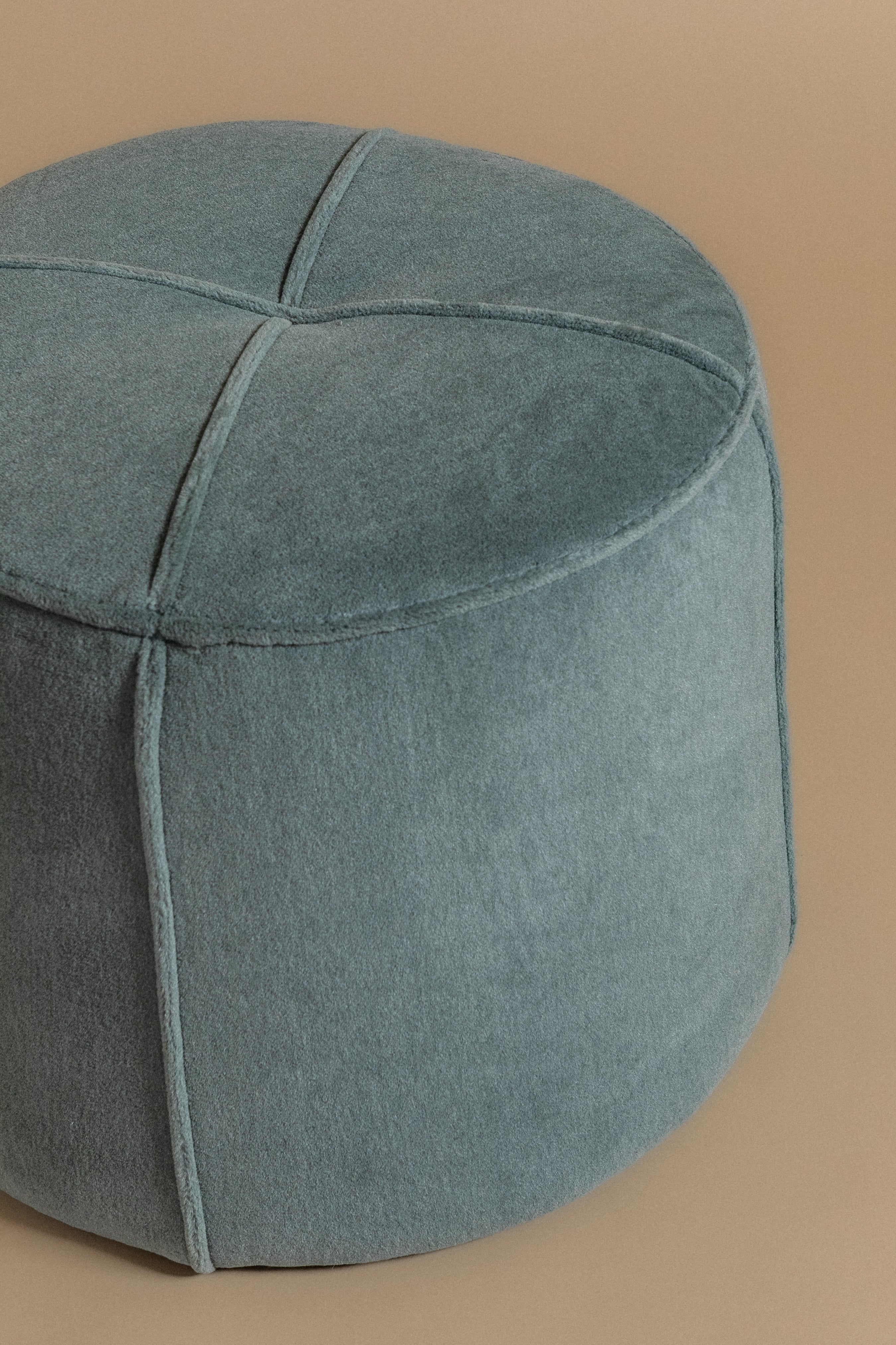 Mirel Ottoman in Blue Wool Velvet