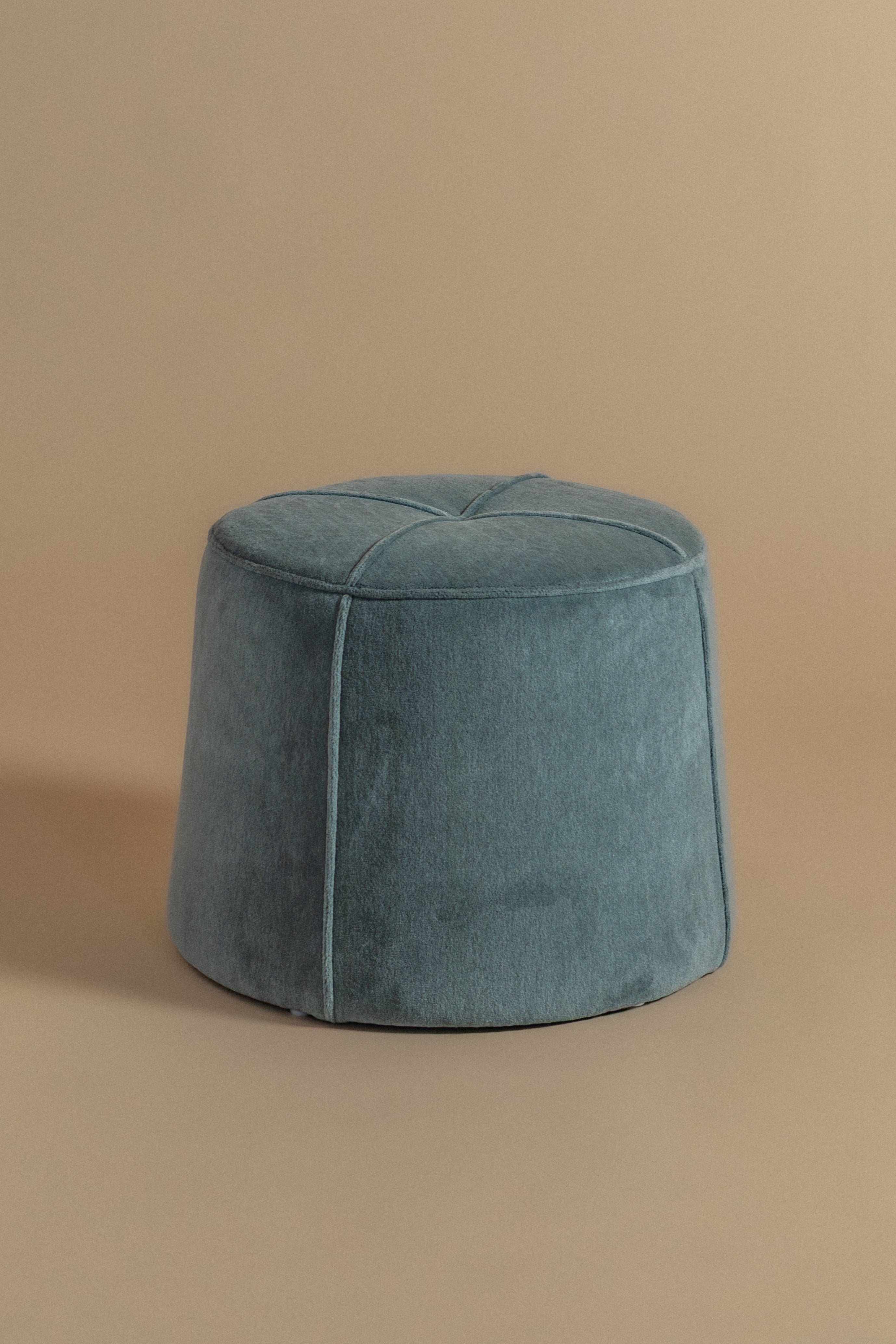 Mirel Ottoman in Blue Wool Velvet