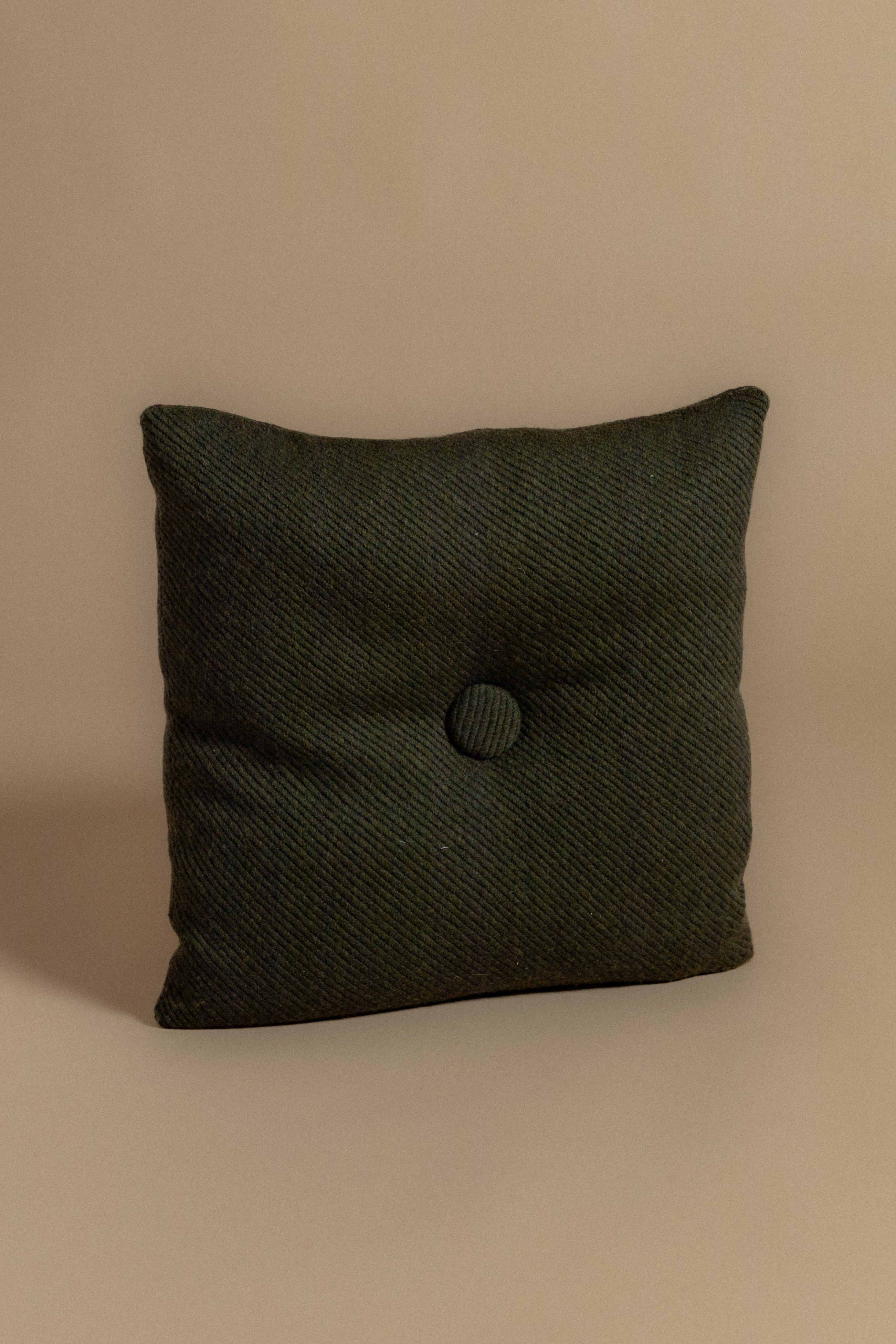 Knop Square Pillow in Chunky Wool Twill