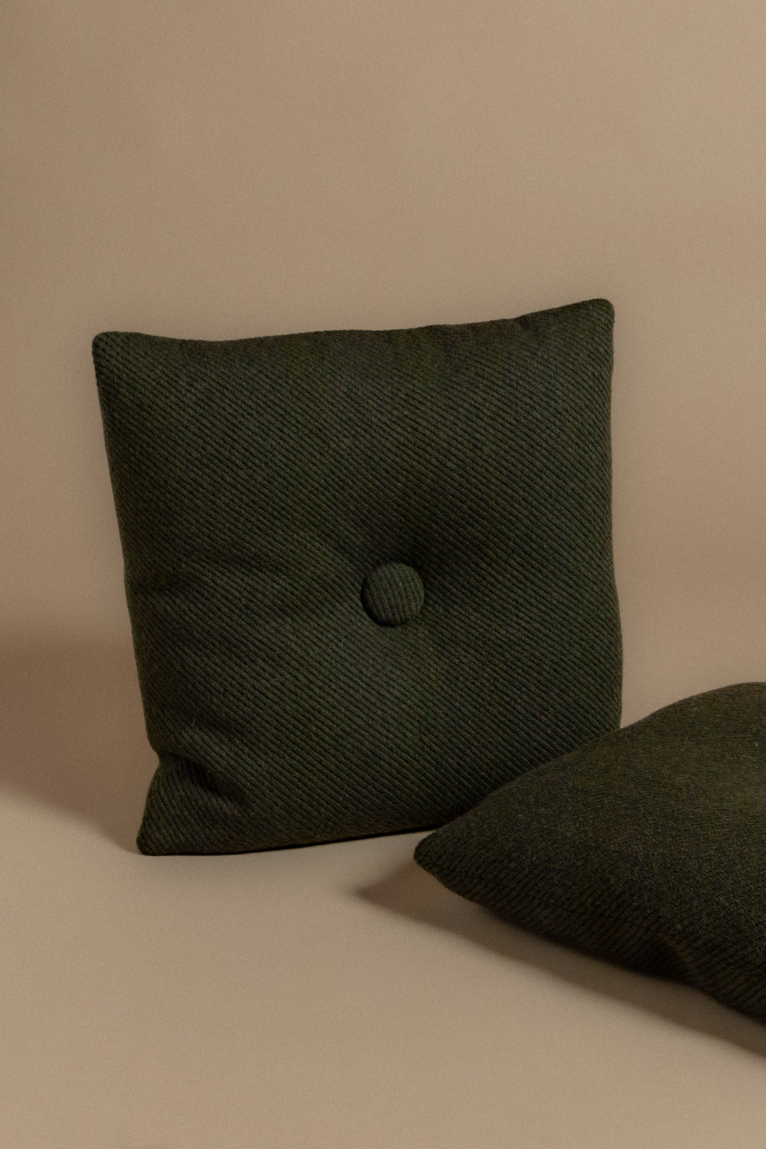 Knop Square Pillow in Chunky Wool Twill